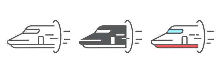 Hyperloop line and glyph icon, technology and transport, future train sign, vector graphics, a linear pattern on a white background, eps 10.