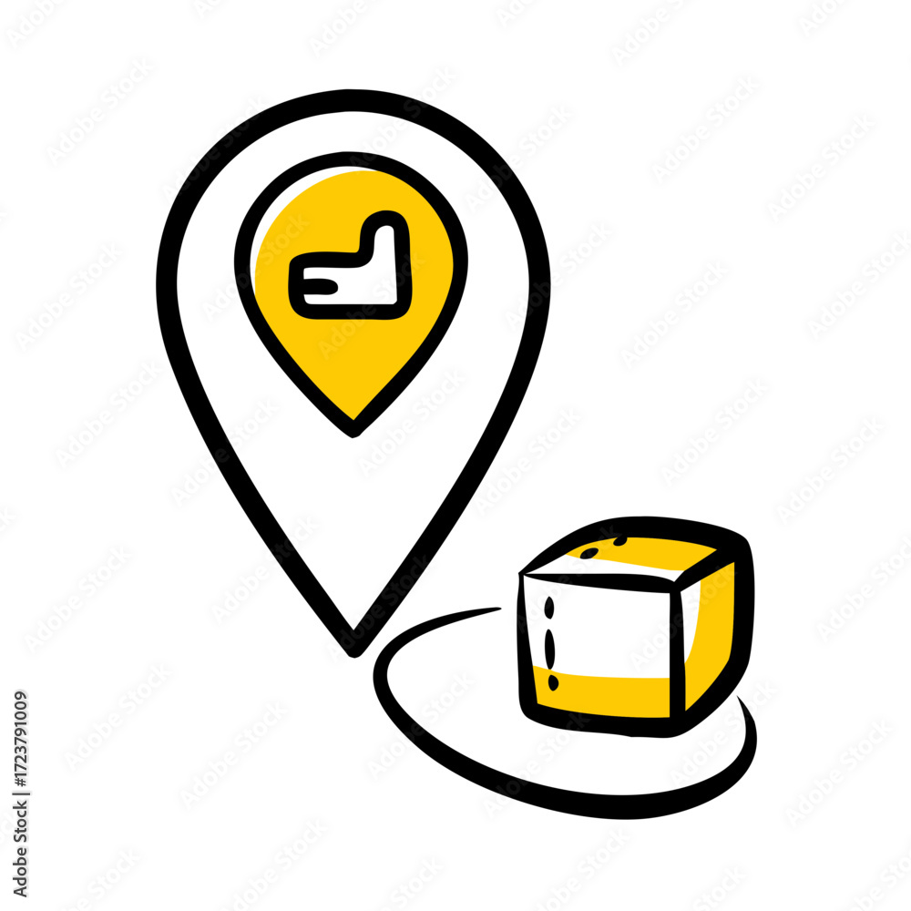 Poster package location pin delivery marker icon for web and graphic design