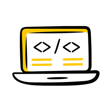 Programming Laptop With Coding Interface Icon For Web And Graphic Design