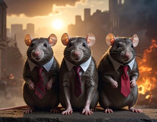 a group of rats in ties symbolizing corruption
