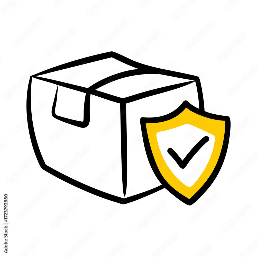 Poster protective box with shield symbol icon for web and graphic design