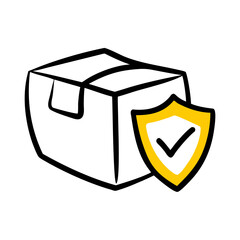 Protective Box With Shield Symbol Icon For Web And Graphic Design