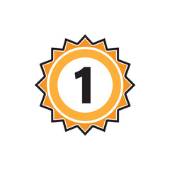 Number One Rank Badge: First Place Award or Top Quality Seal