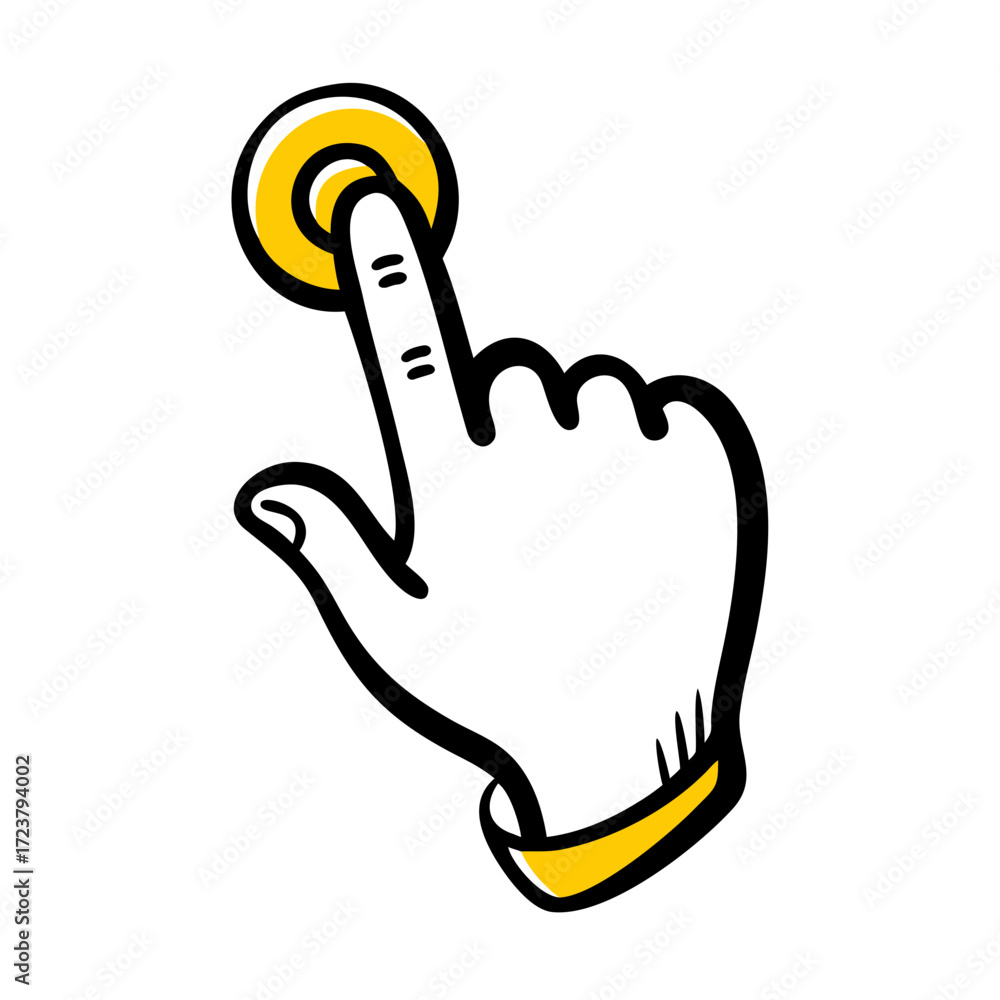 Poster select finger pointing to option icon for web and graphic design