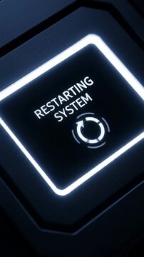 Restarting System Button, Futuristic Interface.