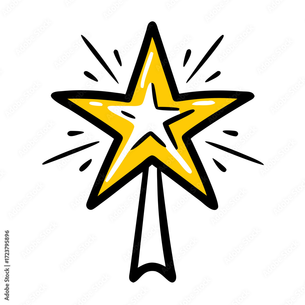 Poster Star With Sparkle Effect For Recognition Award Icon For Web And Graphic Design