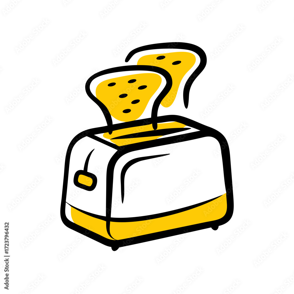 Poster toaster machine with bread slices icon for web and graphic design