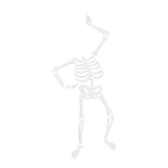 Headless skeleton in dynamic pose. Hand drawn illustration isolated on a background. Perfect for Halloween playful design, spooky decorations, anatomy projects, posters, invitations, and creative