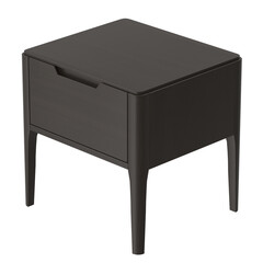 A contemporary nightstand with a sleek design, featuring a single drawer and tapered legs, perfect for modern bedroom decor. The dark wood finish adds a touch of elegance.