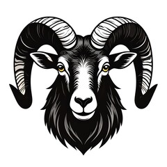 Black and white ram's head graphic