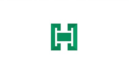 Obraz premium Abstract green letter H logo