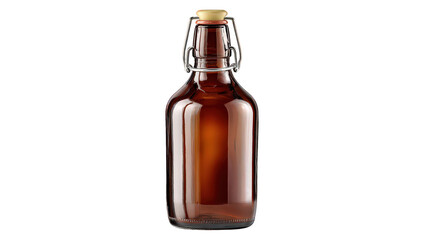 Amber Glass Swing Top Bottle on Transparent Background