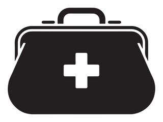 Obraz premium Classic doctor bag silhouette isolated on white background for medical and healthcare designs