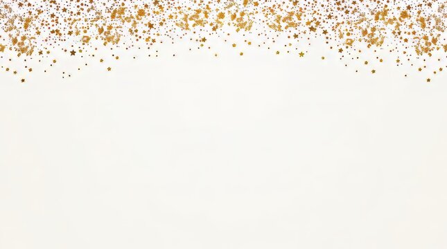 Minimal gold confetti border with wide copy space