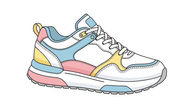 Modern colorful sneaker illustration with pastel hues blending sporty style and comfort aesthetic