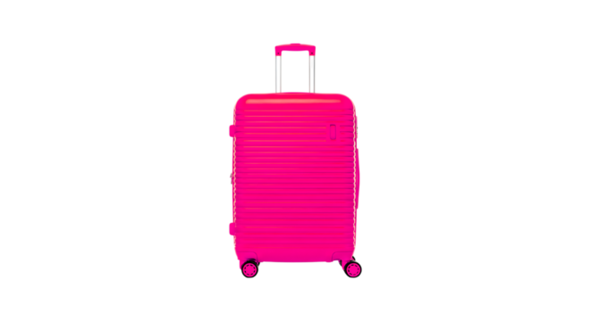Pink suitcase isolated on transparent background, perfect for travel and vacation