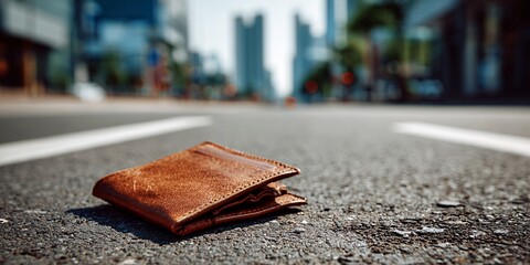Lost Leather Wallet on City Street