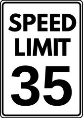 Speed limit 35 mph traffic sign, Speed limit 35 miles per hour road sign