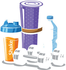 Gym-Ready Protein Shake Scene with Fitness Props