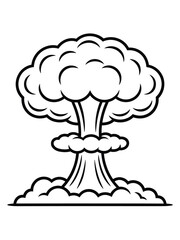 Stylized outline of a mushroom cloud explosion