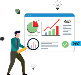 Data analysis, marketing research, statistics visualization graph and chart model, prediction benchmark or analytics diagram, insight and trend, business people look at data analysis graph and chart.