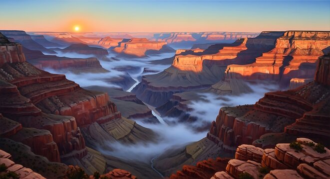 Canyon Sunrise Landscape.