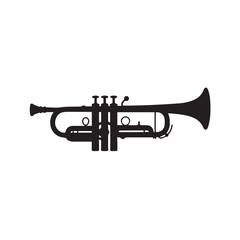 Obraz premium Silhouette of a trumpet isolated on white background
