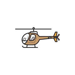 Air Travel, Rescue, or Emergency Helicopter Side View. Thin Line Icon