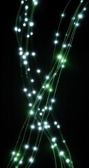 Abstract, glowing green lines intertwining on black background