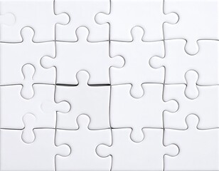 Blank white jigsaw puzzle pieces