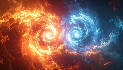 Abstract swirl of fire and ice