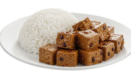 Hunan preserved tofu cubes with steamed rice