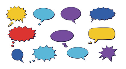 Collection of Colorful Cartoon Speech and Thought Bubbles.