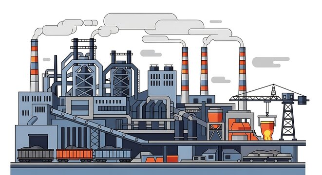 Factory smokes isolated.