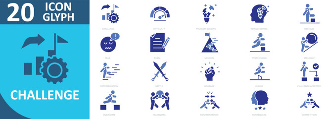 Challenge icon collection set glyph color