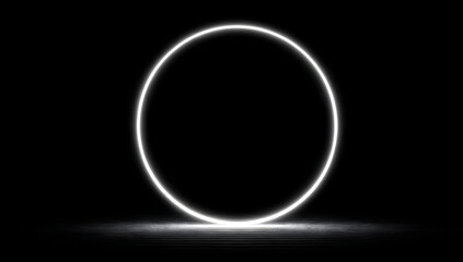 A glowing circle against a dark background, creating a modern, minimalist visual effect.