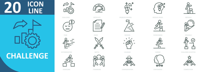 Challenge icon collection set outline