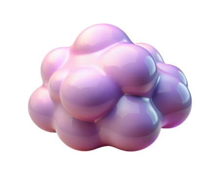 Abstract amorphous blob sculpture rendered in lavender tones with glossy finish 3d illustration isolated on transparent background