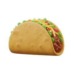 Taco with meat and lettuce 3D Mexican food icon