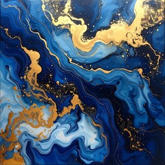 Abstract swirls of blue and gold
