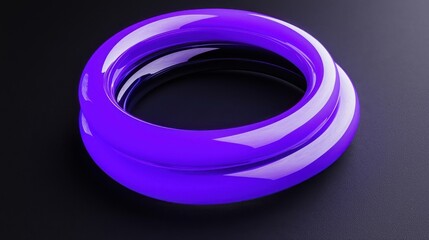 A single purple ring rests elegantly against a dark black backdrop,