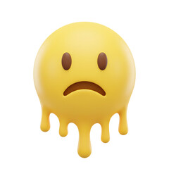 Fototapeta premium Melting face emoji icon expressing overwhelm