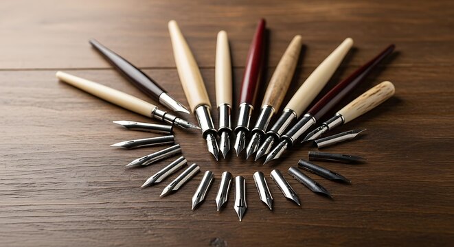 Calligraphy Pens on Wood.