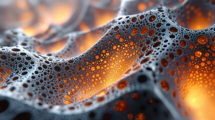 A textured surface with interconnected pores and cavities,