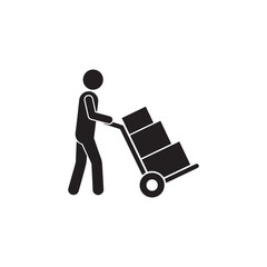 Delivery Man Pushing Hand Truck with Boxes Icon