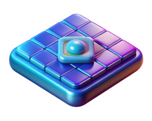 Abstract isometric platform with blue and purple tones 3d illustration isolated on transparent background