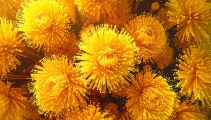 Abstract vibrant yellow flower clusters