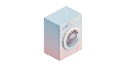 Pastel Blue Isometric Washing Machine
