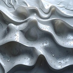 Abstract wavy forms with water droplets