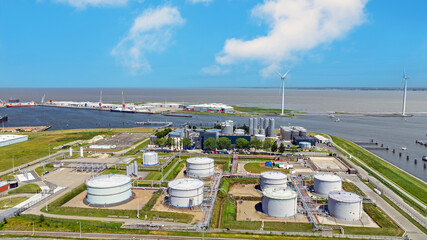 Aerial  from industry near Delftzijl in the Netherlands